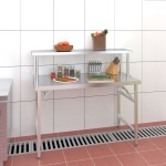 vidaXL Masă bucătărie cu raft superior, 120x60x115 cm, oțel inoxidabil vidaXL Masă bucătărie cu raft superior, 120x60x115 cm, oțel inoxidabil