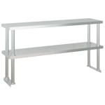 vidaXL Masă bucătărie cu raft superior, 120x60x145 cm, oțel inoxidabil vidaXL Masă bucătărie cu raft superior, 120x60x145 cm, oțel inoxidabil