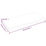 vidaXL Blat de baie, 60x30x2 cm, lemn masiv netratat