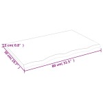 vidaXL Blat de baie, 80x50x2 cm, lemn masiv netratat