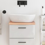 vidaXL Blat de baie, maro deschis, 40x30x(2-4) cm, lemn masiv tratat vidaXL Blat de baie, maro deschis, 40x30x(2-4) cm, lemn masiv tratat