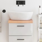 vidaXL Blat de baie, maro deschis, 40x30x(2-6) cm, lemn masiv tratat vidaXL Blat de baie, maro deschis, 40x30x(2-6) cm, lemn masiv tratat