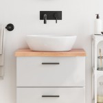 vidaXL Blat de baie, maro deschis, 60x30x(2-4) cm, lemn masiv tratat vidaXL Blat de baie, maro deschis, 60x30x(2-4) cm, lemn masiv tratat