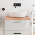 vidaXL Blat de baie, maro deschis, 60x60x(2-6) cm, lemn masiv tratat vidaXL Blat de baie, maro deschis, 60x60x(2-6) cm, lemn masiv tratat