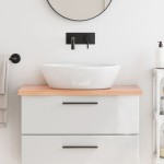 vidaXL Blat de baie, maro deschis, 80x40x(2-4) cm, lemn masiv tratat vidaXL Blat de baie, maro deschis, 80x40x(2-4) cm, lemn masiv tratat