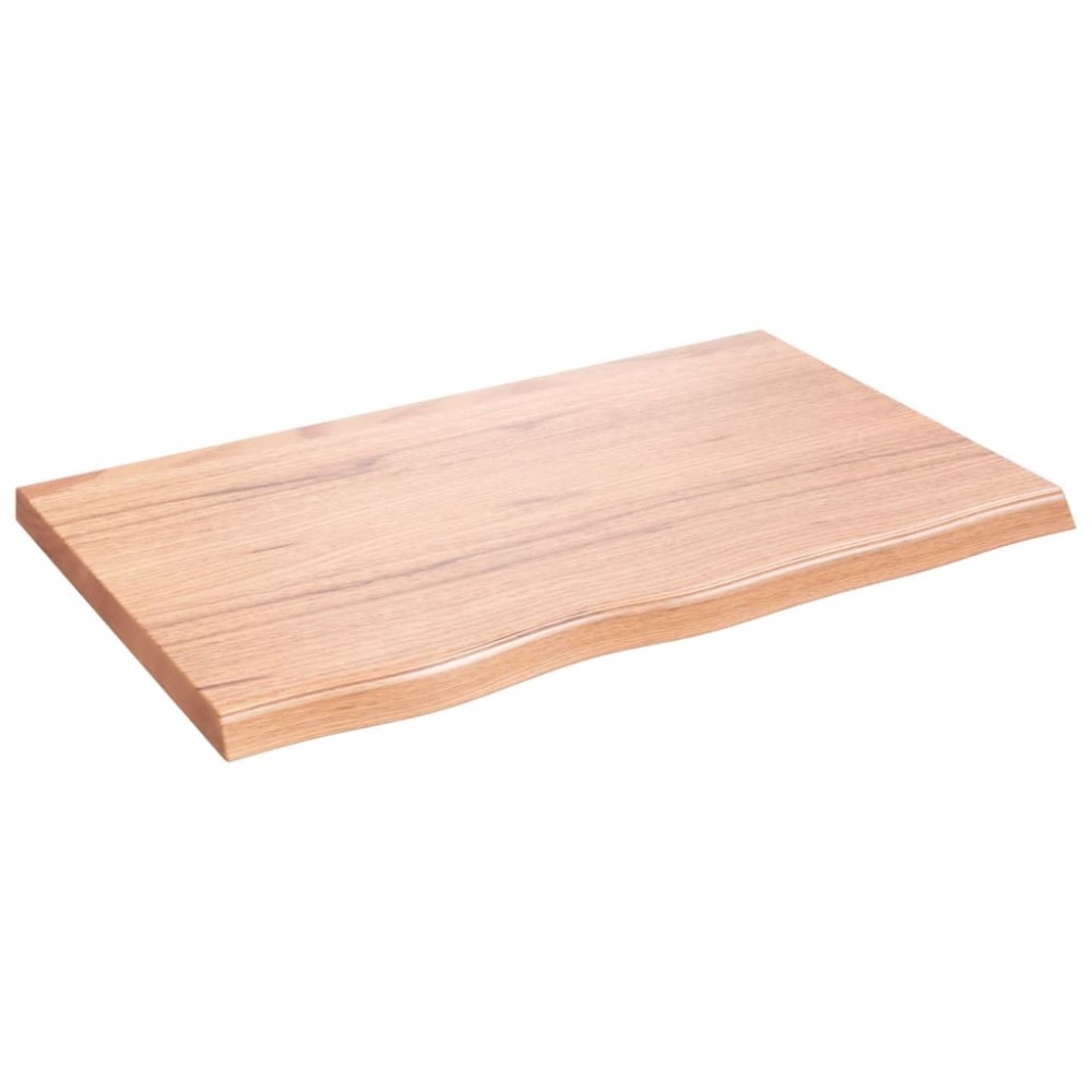 vidaXL Blat de baie, maro deschis, 80x50x(2-4) cm, lemn masiv tratat