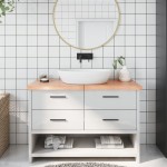 vidaXL Blat de baie, maro deschis, 120x40x(2-4) cm, lemn masiv tratat vidaXL Blat de baie, maro deschis, 120x40x(2-4) cm, lemn masiv tratat