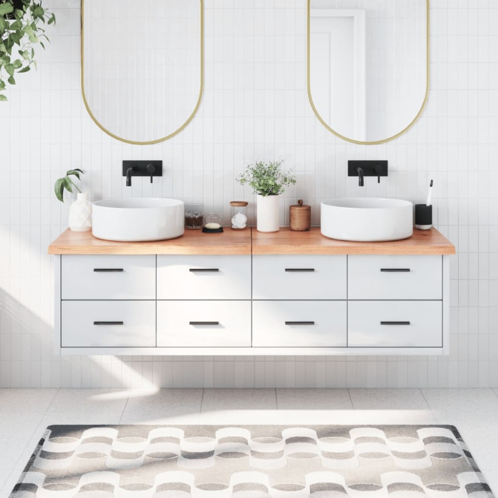 vidaXL Blat de baie, maro deschis, 180x50x(2-4) cm, lemn masiv tratat