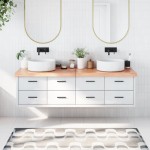 vidaXL Blat de baie, maro deschis, 180x50x(2-6) cm, lemn masiv tratat vidaXL Blat de baie, maro deschis, 180x50x(2-6) cm, lemn masiv tratat