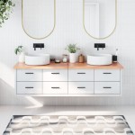 vidaXL Blat de baie, maro deschis, 180x60x(2-4) cm, lemn masiv tratat vidaXL Blat de baie, maro deschis, 180x60x(2-4) cm, lemn masiv tratat