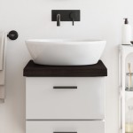 vidaXL Blat de baie, maro închis, 40x50x(2-6) cm, lemn masiv tratat vidaXL Blat de baie, maro închis, 40x50x(2-6) cm, lemn masiv tratat
