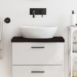 vidaXL Blat de baie, maro închis, 60x30x(2-4) cm, lemn masiv tratat vidaXL Blat de baie, maro închis, 60x30x(2-4) cm, lemn masiv tratat