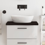 vidaXL Blat de baie, maro închis, 60x50x(2-4) cm, lemn masiv tratat vidaXL Blat de baie, maro închis, 60x50x(2-4) cm, lemn masiv tratat