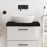 vidaXL Blat de baie, maro închis, 60x50x(2-6) cm, lemn masiv tratat vidaXL Blat de baie, maro închis, 60x50x(2-6) cm, lemn masiv tratat