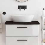 vidaXL Blat de baie, maro închis, 80x40x(2-4) cm, lemn masiv tratat vidaXL Blat de baie, maro închis, 80x40x(2-4) cm, lemn masiv tratat