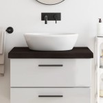 vidaXL Blat de baie, maro închis, 80x50x(2-6) cm, lemn masiv tratat vidaXL Blat de baie, maro închis, 80x50x(2-6) cm, lemn masiv tratat