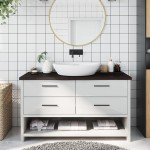 vidaXL Blat de baie, maro închis, 100x40x(2-4) cm, lemn masiv tratat vidaXL Blat de baie, maro închis, 100x40x(2-4) cm, lemn masiv tratat