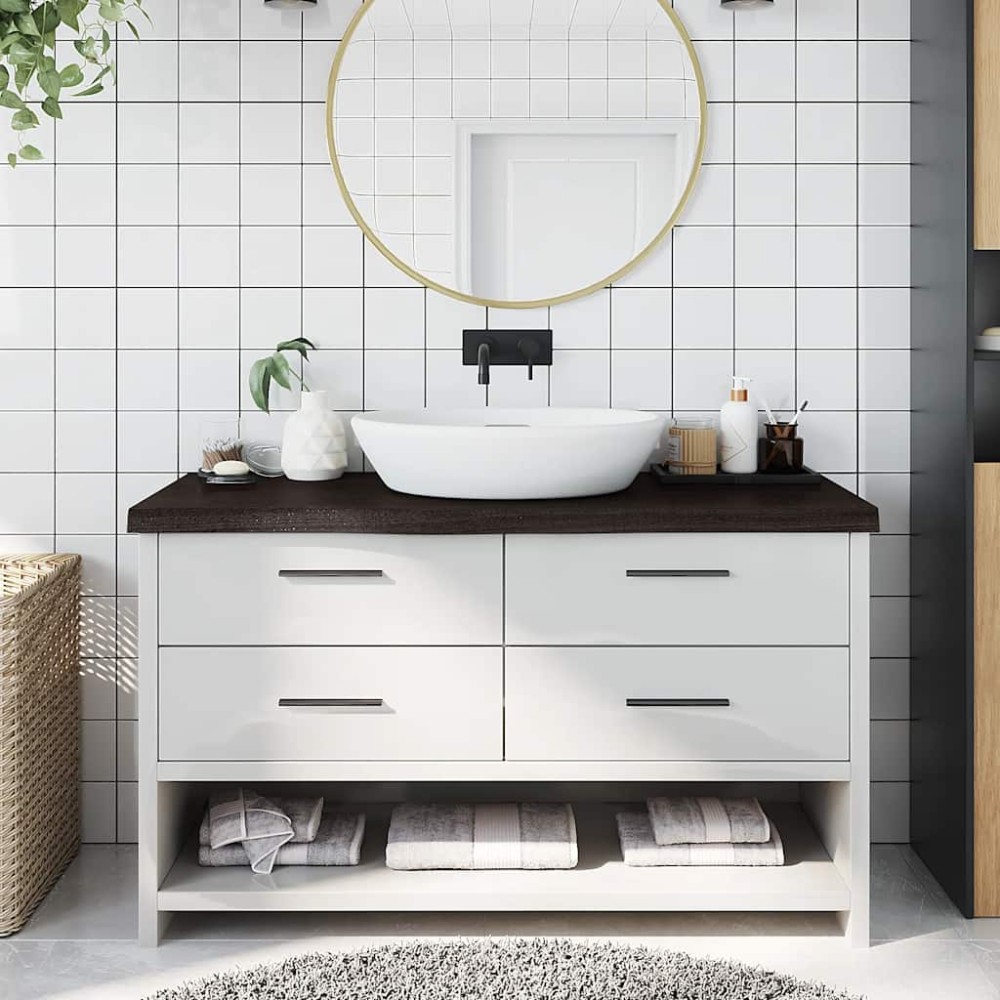 vidaXL Blat de baie, maro închis, 100x40x(2-6) cm, lemn masiv tratat