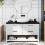 vidaXL Blat de baie, maro închis, 100x40x(2-6) cm, lemn masiv tratat vidaXL Blat de baie, maro închis, 100x40x(2-6) cm, lemn masiv tratat