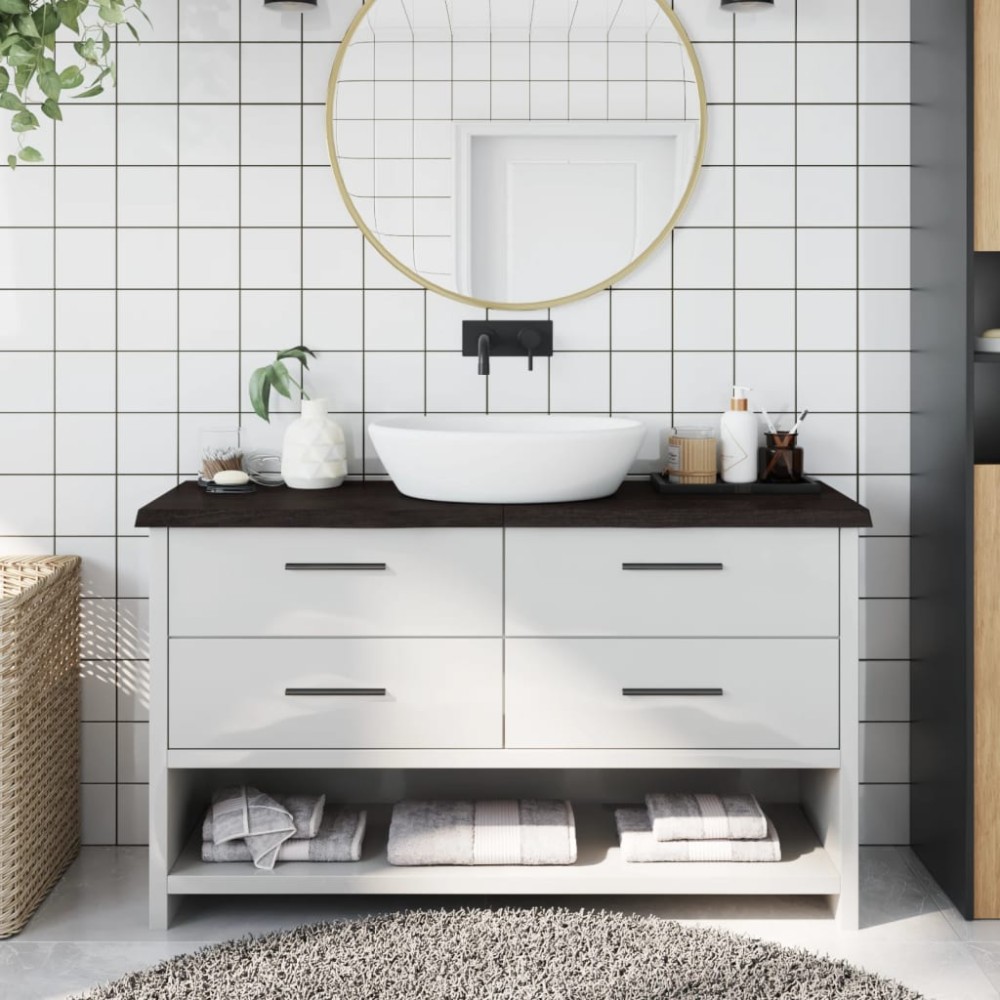 vidaXL Blat de baie, maro închis, 120x40x(2-4) cm, lemn masiv tratat