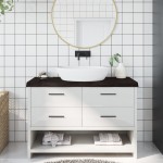 vidaXL Blat de baie, maro închis, 120x60x(2-6) cm, lemn masiv tratat vidaXL Blat de baie, maro închis, 120x60x(2-6) cm, lemn masiv tratat