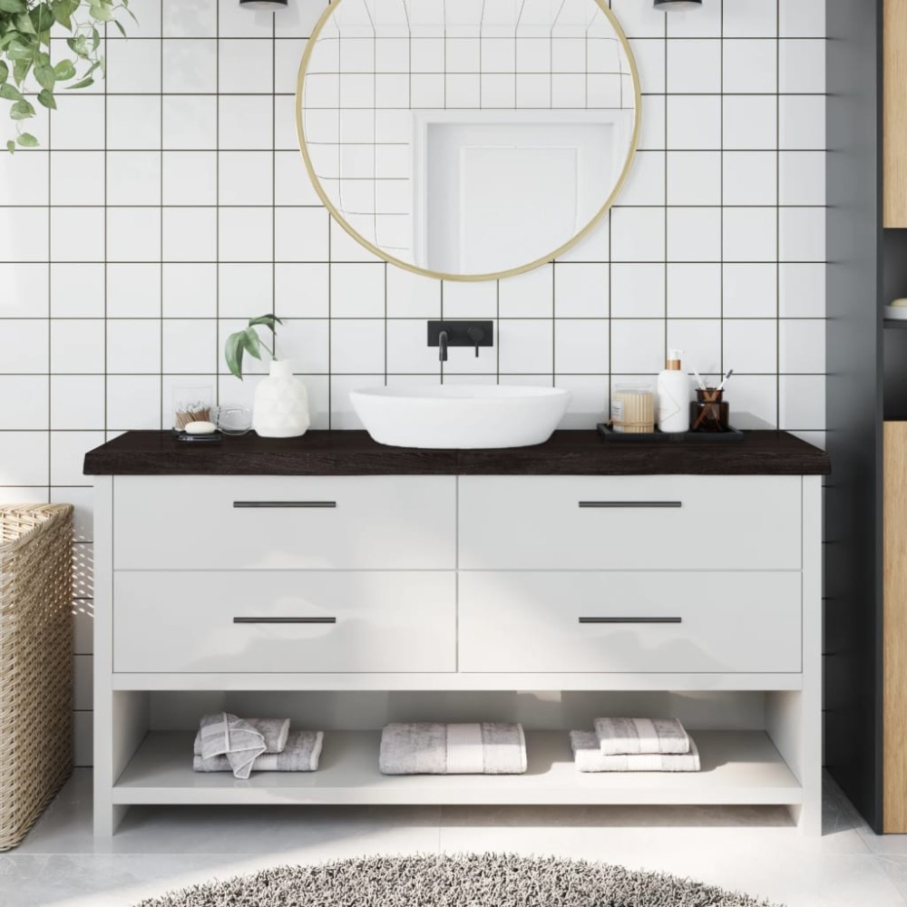 vidaXL Blat de baie, maro închis, 160x40x(2-6) cm, lemn masiv tratat