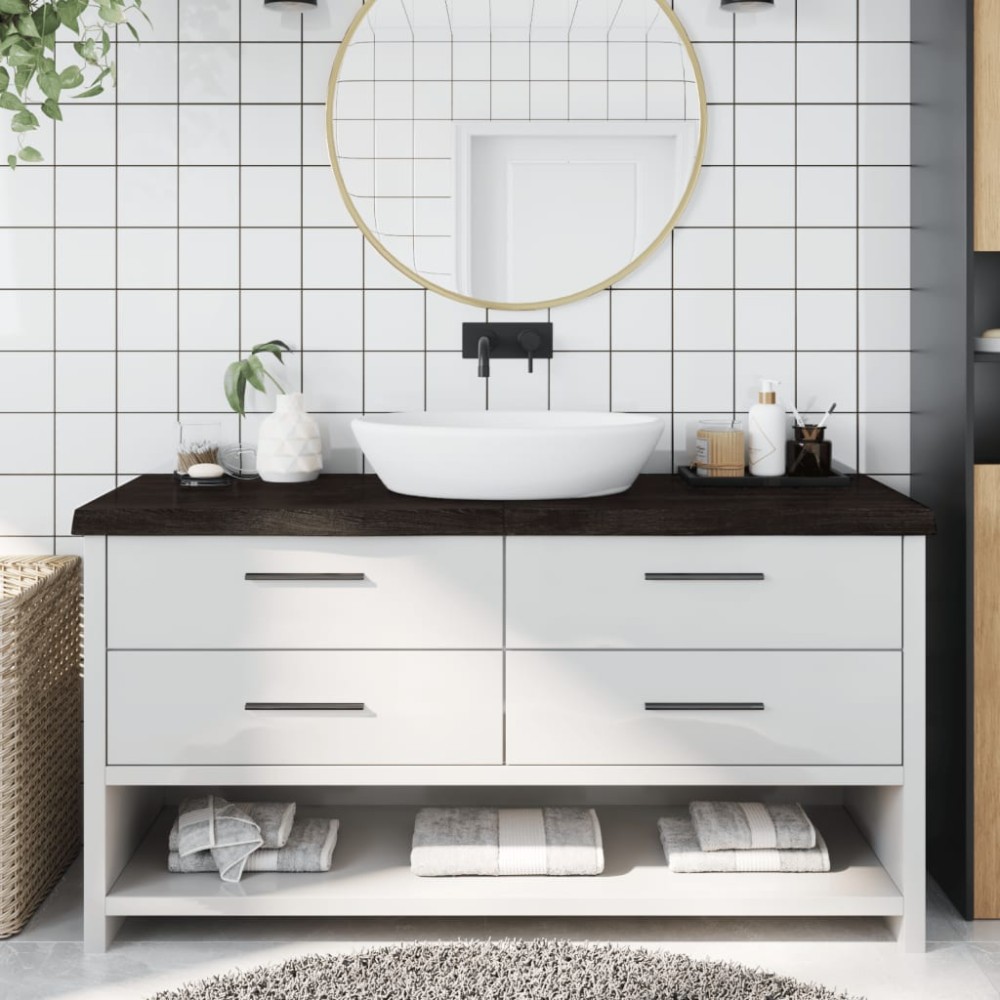 vidaXL Blat de baie, maro închis, 160x50x(2-6) cm, lemn masiv tratat