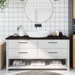 vidaXL Blat de baie, maro închis, 160x60x(2-4) cm, lemn masiv tratat vidaXL Blat de baie, maro închis, 160x60x(2-4) cm, lemn masiv tratat