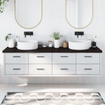 vidaXL Blat de baie, maro închis, 200x60x(2-4) cm, lemn masiv tratat