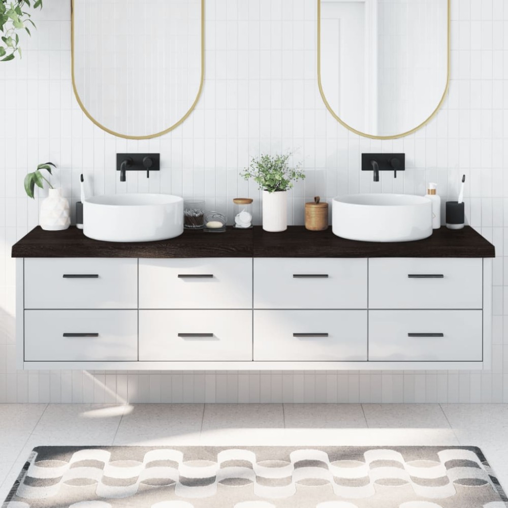 vidaXL Blat de baie, maro închis, 200x60x(2-6) cm, lemn masiv tratat