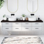 vidaXL Blat de baie, maro închis, 220x50x(2-6) cm, lemn masiv tratat vidaXL Blat de baie, maro închis, 220x50x(2-6) cm, lemn masiv tratat