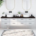 vidaXL Blat de baie, maro închis, 220x60x(2-6) cm, lemn masiv tratat vidaXL Blat de baie, maro închis, 220x60x(2-6) cm, lemn masiv tratat