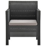 vidaXL Fotoliu de grădină cu pernă, antracit, PP ratan vidaXL Fotoliu de grădină cu pernă, antracit, PP ratan