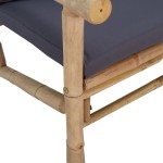 vidaXL Set mobilier de grădină, perne gri închis, 3 piese, bambus