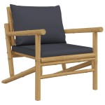 vidaXL Set mobilier de grădină, perne gri închis, 3 piese, bambus