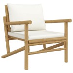 vidaXL Set mobilier de grădină, cu perne alb crem, 3 piese, bambus vidaXL Set mobilier de grădină, cu perne alb crem, 3 piese, bambus
