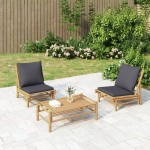 vidaXL Set mobilier de grădină, perne gri închis, 3 piese, bambus vidaXL Set mobilier de grădină, perne gri închis, 3 piese, bambus