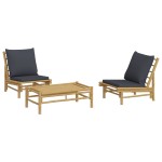 vidaXL Set mobilier de grădină, perne gri închis, 3 piese, bambus vidaXL Set mobilier de grădină, perne gri închis, 3 piese, bambus