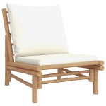 vidaXL Set mobilier de grădină, cu perne alb crem, 3 piese, bambus vidaXL Set mobilier de grădină, cu perne alb crem, 3 piese, bambus