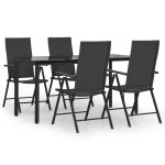 vidaXL Set mobilier de grădină, 5 piese, negru, poliratan