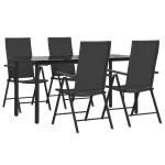 vidaXL Set mobilier de grădină, 5 piese, negru, poliratan
