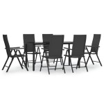 vidaXL Set mobilier de grădină, 7 piese, negru, poliratan