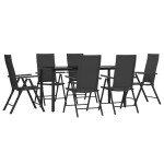vidaXL Set mobilier de grădină, 7 piese, negru, poliratan
