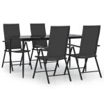 vidaXL Set mobilier de grădină, 5 piese, negru, poliratan vidaXL Set mobilier de grădină, 5 piese, negru, poliratan