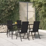 vidaXL Set mobilier de grădină, 5 piese, negru, poliratan vidaXL Set mobilier de grădină, 5 piese, negru, poliratan