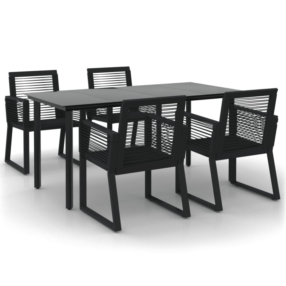 vidaXL Set mobilier de grădină, 5 piese, negru, ratan PVC