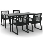 vidaXL Set mobilier de grădină, 5 piese, negru, ratan PVC