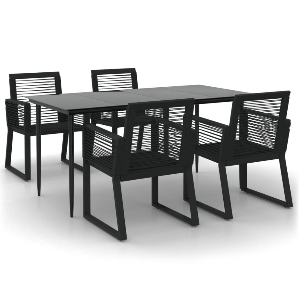 vidaXL Set mobilier de grădină, 5 piese, negru, ratan PVC