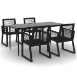 vidaXL Set mobilier de grădină, 5 piese, negru, ratan PVC