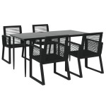 vidaXL Set mobilier de grădină, 5 piese, negru, ratan PVC